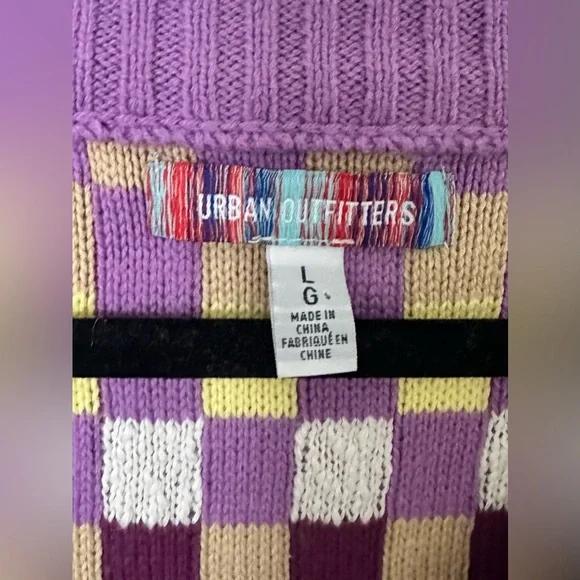 Urban Outfitters V-Neck Purple and Yellow Sweater - Picture 2 of 3